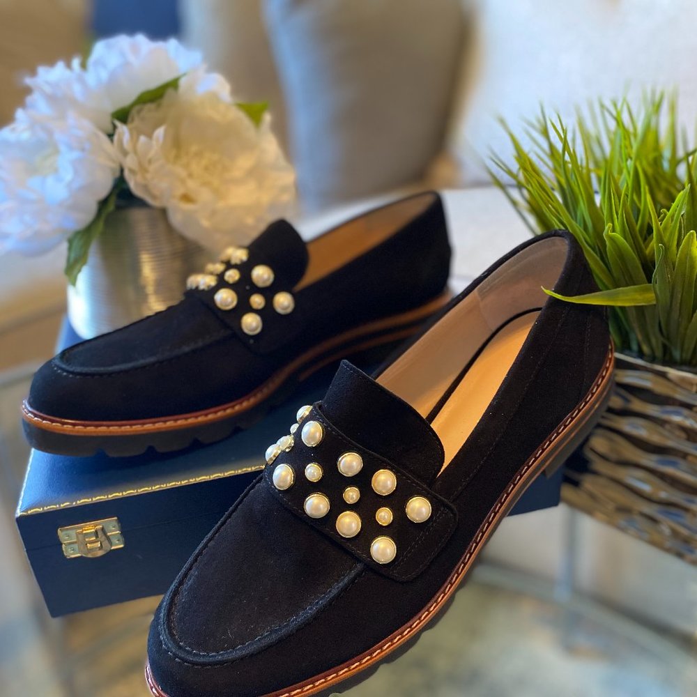 Stuart Weitzman Faux Pearl Embellished  loafers